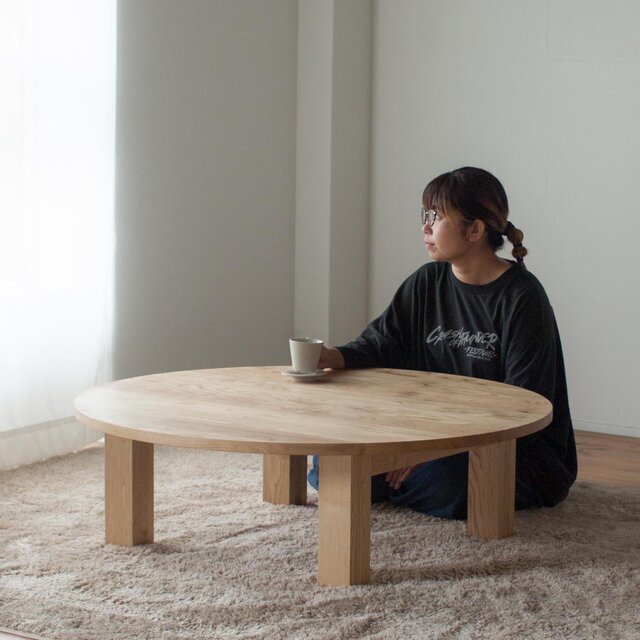 天然オイル仕上 くりのちゃぶ台 90cm［ 丸型 / 無垢材 / ローテーブル