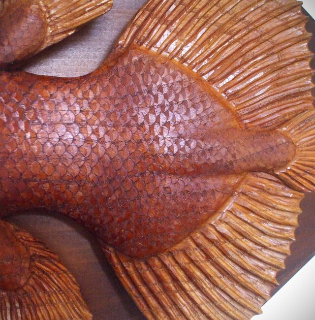 ☆シーラカンスの幼魚☆木彫りレリーフ☆ | iichi 日々の暮らしを