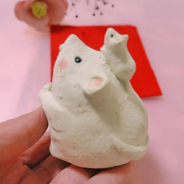 2020年の干支 子（ネズミ）の陶器の置物「親子ねずみ」 | iichi 日々の