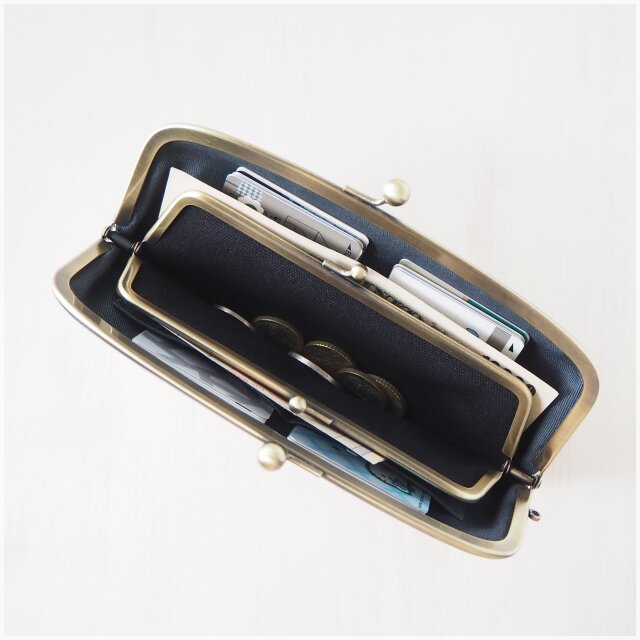 □リバティ×ミナペルホネンの親子がま口長財布・スリーピングローズ