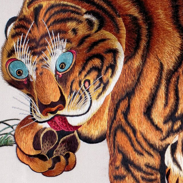 手刺繍 MPK刺繍絵（伊藤若冲の虎） | iichi 日々の暮らしを心地よく