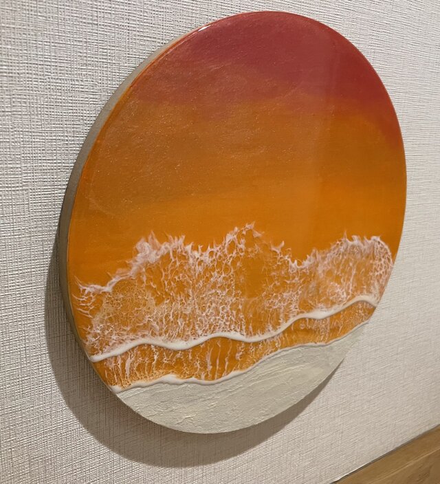 オーシャンレジンアート 波レジンアート 海 オレンジ【丸C-03