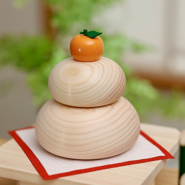 鏡餅 木製 かがみもち 大サイズ 三宝付き 無垢材 門松 お正月 | iichi