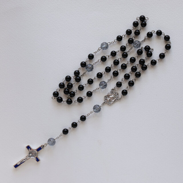 オニキス×シルバーフラッシュクリスタルのロザリオ | iichi 日々の