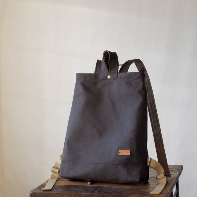毎日のリュック/A4◇ダークブラウン◇倉敷帆布 | iichi 日々の暮らしを