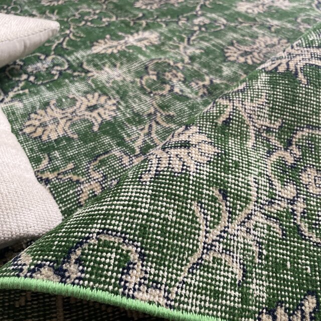 トルコヴィンテージラグ 貴重 超大判 167×269 グリーングリーン紋章柄