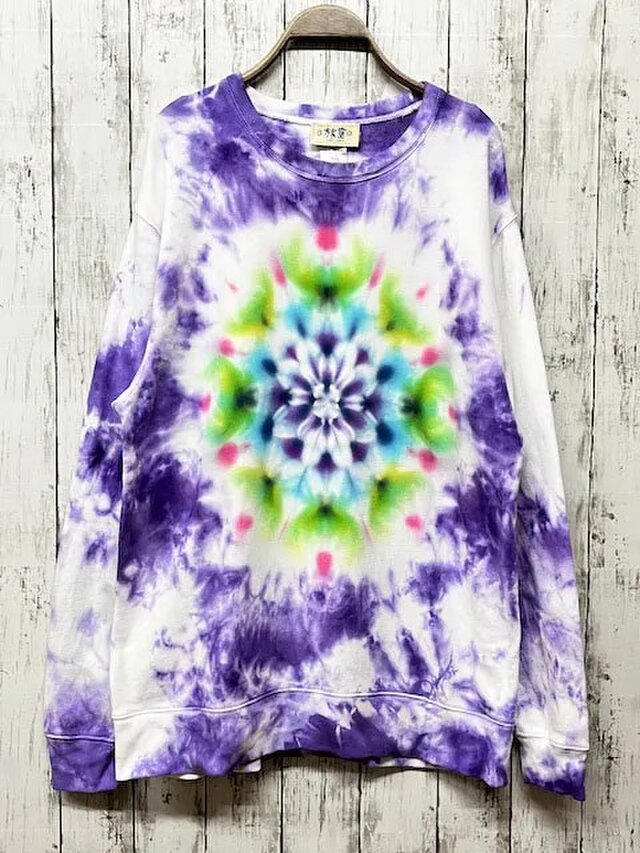タイダイ染め スウェット トレーナー XLサイズ ムラ染め パープル