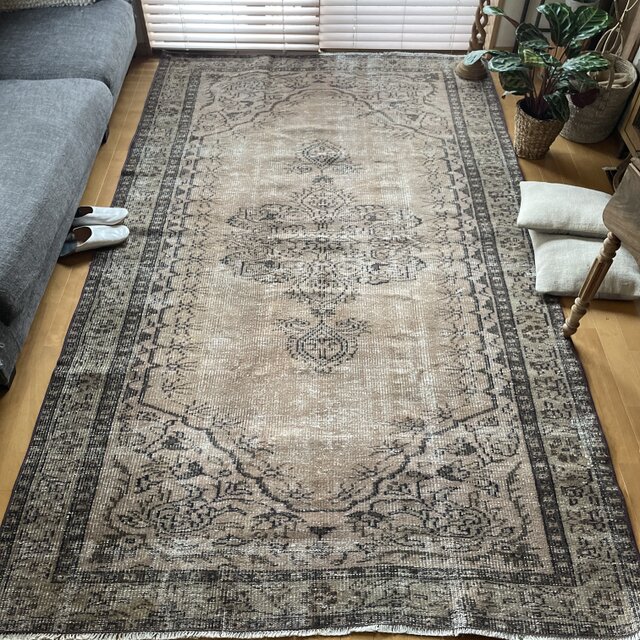 超大判 160.5×271 レア ブラウンオーバーダイ トルコヴィンテージラグ