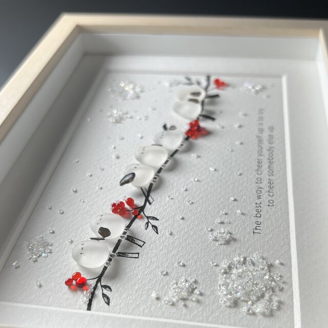 シーグラスアート『シマエナガ(団子)』 | iichi 日々の暮らしを