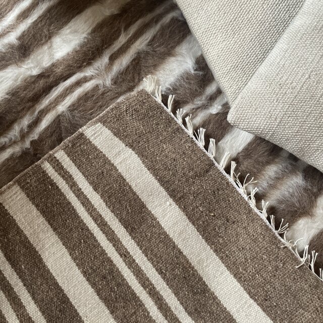 77×131 バッターニエ ナチュラルブラウン×ホワイト トルコヴィンテージ