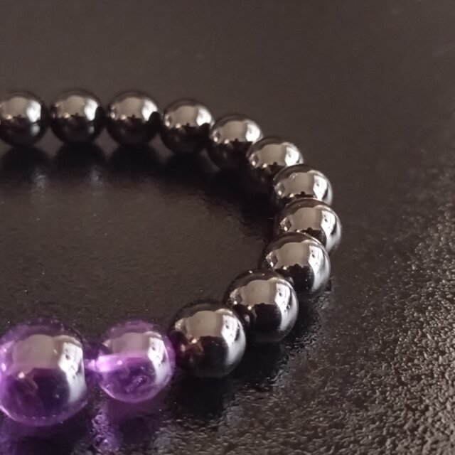 モリオン・アメジスト・8mm・3連(親玉10mm)【最高品質・鑑別済み