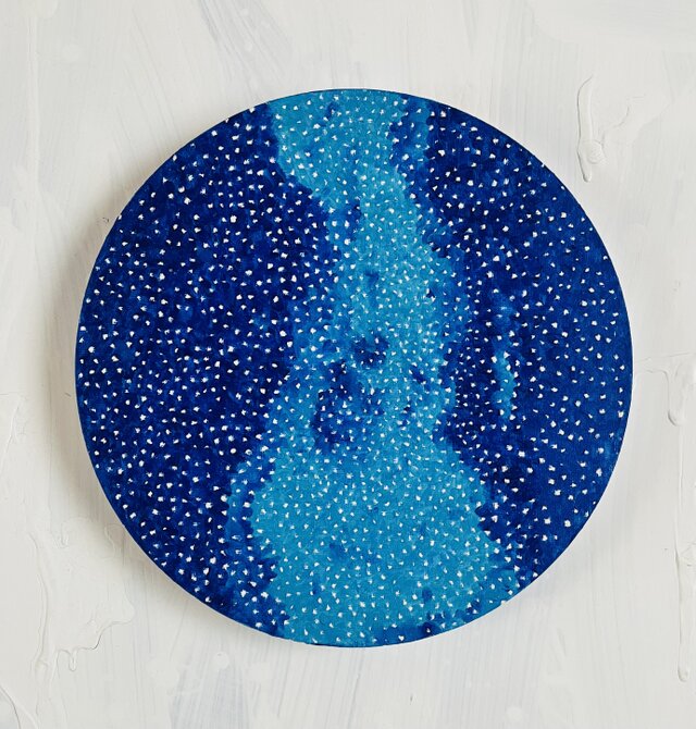 直径25㎝「天の川銀河（星空3)」油彩・絵画・原画・丸形・アート