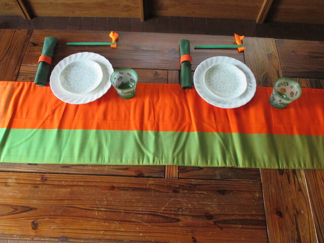 r98 飾り軸付 144x31cm 表と裏 帯 テーブルランナー テーブルセンター