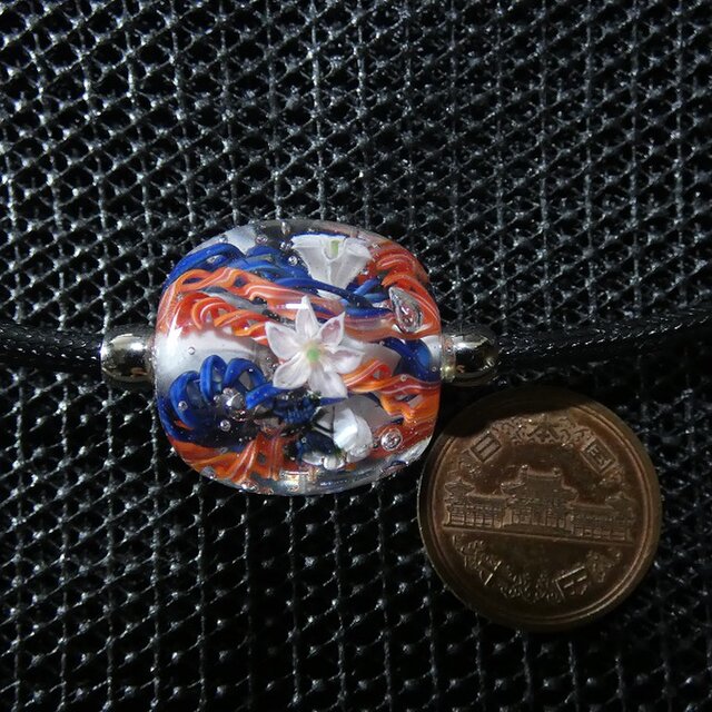 とんぼ玉、百合とアゲハ蝶NO.1（ガラス、とんぼ玉、伝統工芸、一点物