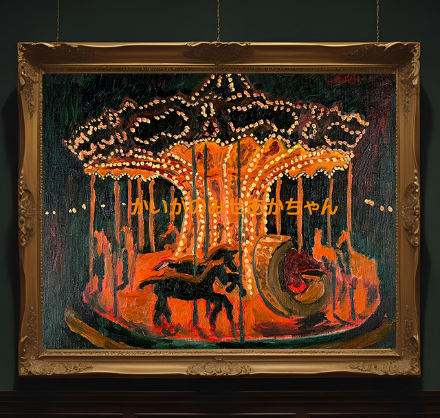 32×41㎝「夜のメリーゴーランド5」原画・油彩画・F6 | iichi 日々の