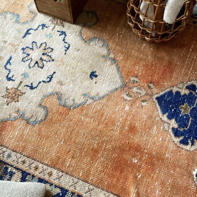 86×134 淡いブラウンオレンジグラデーション×ブルー トルコ