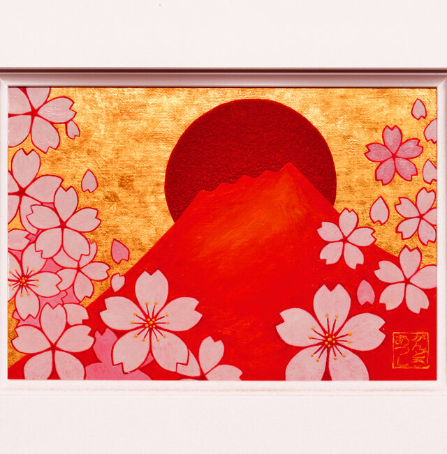 金箔絵】部屋がアート空間に！琉球草木図【日本画】水彩23✕31センチ