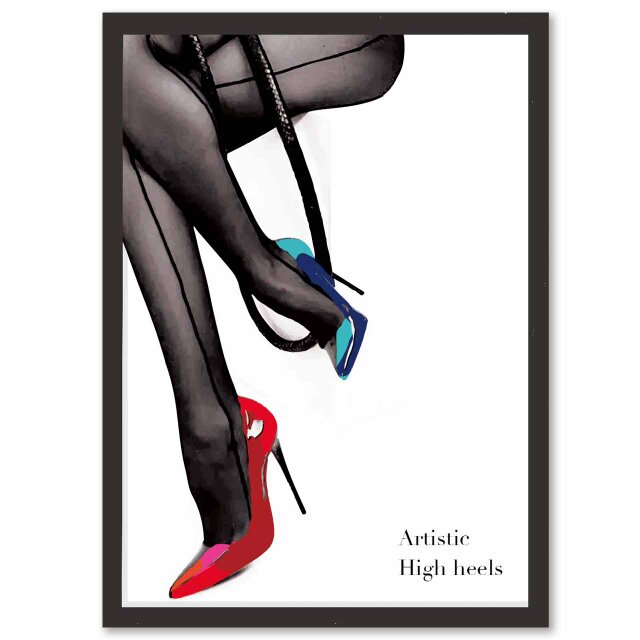 ハイヒールでアート 送料無料 イラスト A4〜A0 ポスター アート