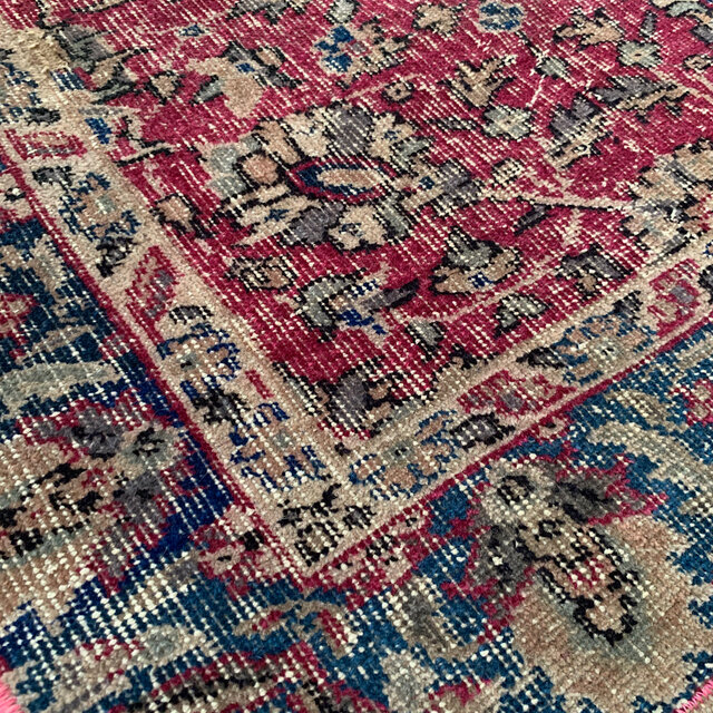 超大判 トルコヴィンテージラグ チェリーピンク 255×134 トルコラグ