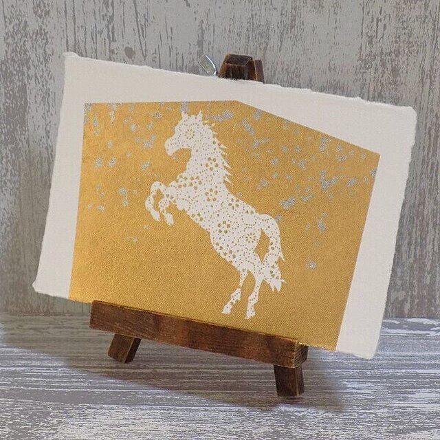 和紙製 純金箔押し ポストカード 干支「午」 2026年 お正月 縁起物