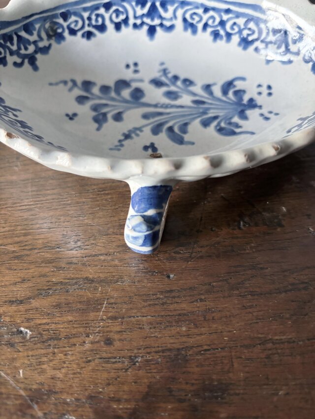 18世紀 南仏 陶器 青絵 ラヴィエ フランス アンティーク 0502453