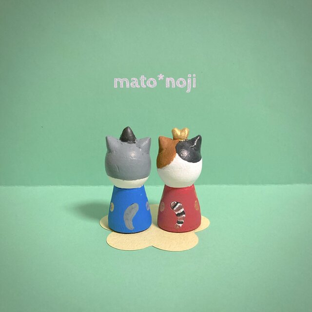 お雛様 ねこ雛様ハチワレさん&三毛猫さん(細身猫タイプ)の | iichi