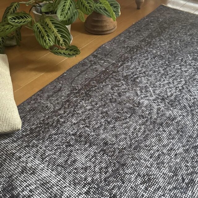104×207 グレイ×ブラウン オーバーダイ トルコヴィンテージラグ