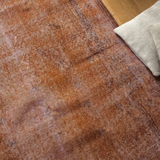 115×212 オレンジピンクブラウン オーバーダイ トルコヴィンテージラグ