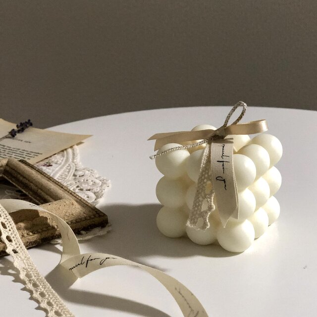ナチュラルなリボンのボンボンキャンドル | iichi 日々の暮らしを