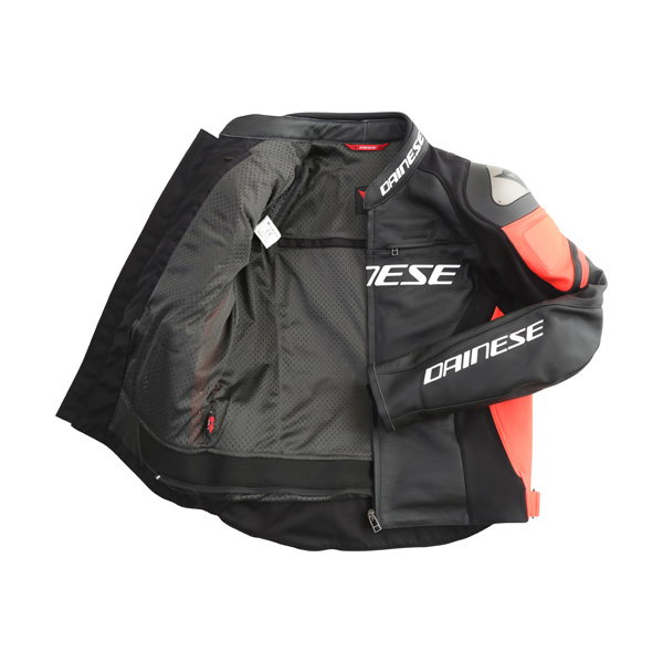 Dainese Racing 3 Jacket - Black/White/Fluo Red - FREE Delivery