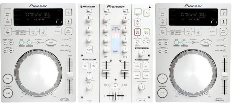 Pioneer DJ DJM350 & 2 X CDJ350 White DJ Package