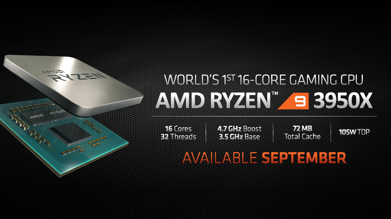 AMD Reveals 16-Core, 4.7 GHz Boost Ryzen 9 3950X: $749, September