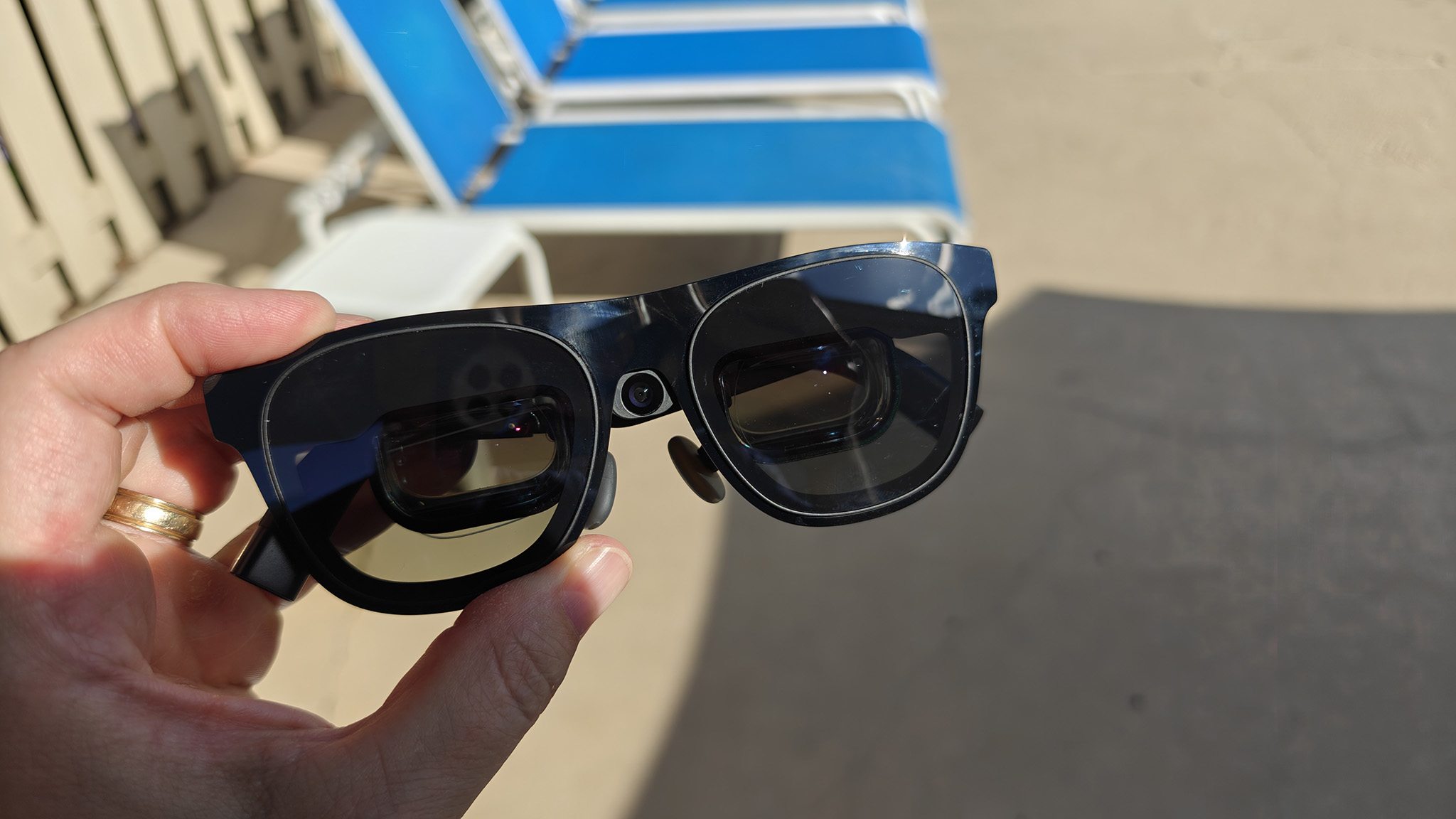 The latest Xreal smart glasses have a camera, and I couldn't be