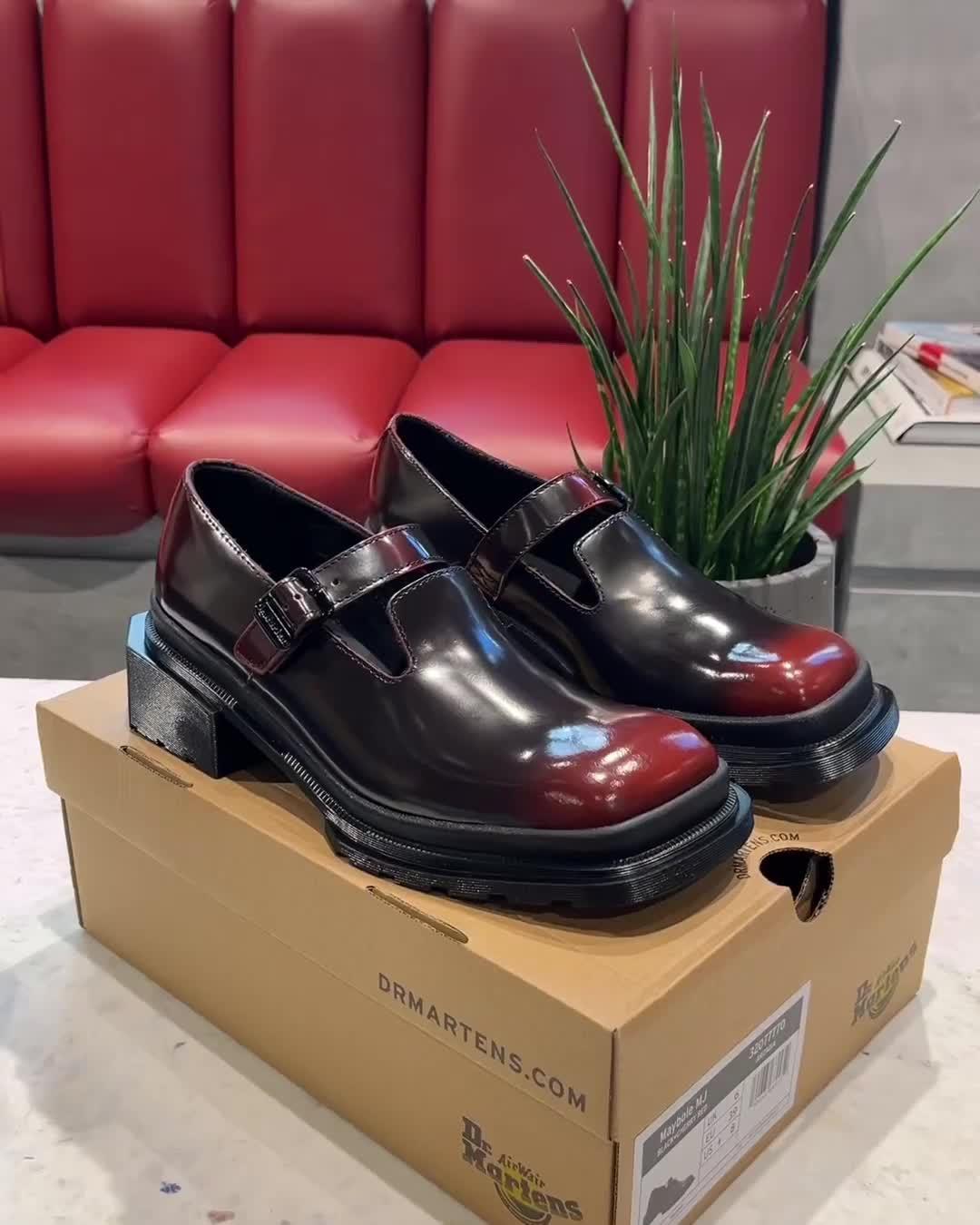 Maybole Square Toe Mary Jane Shoes in Black | Dr. Martens