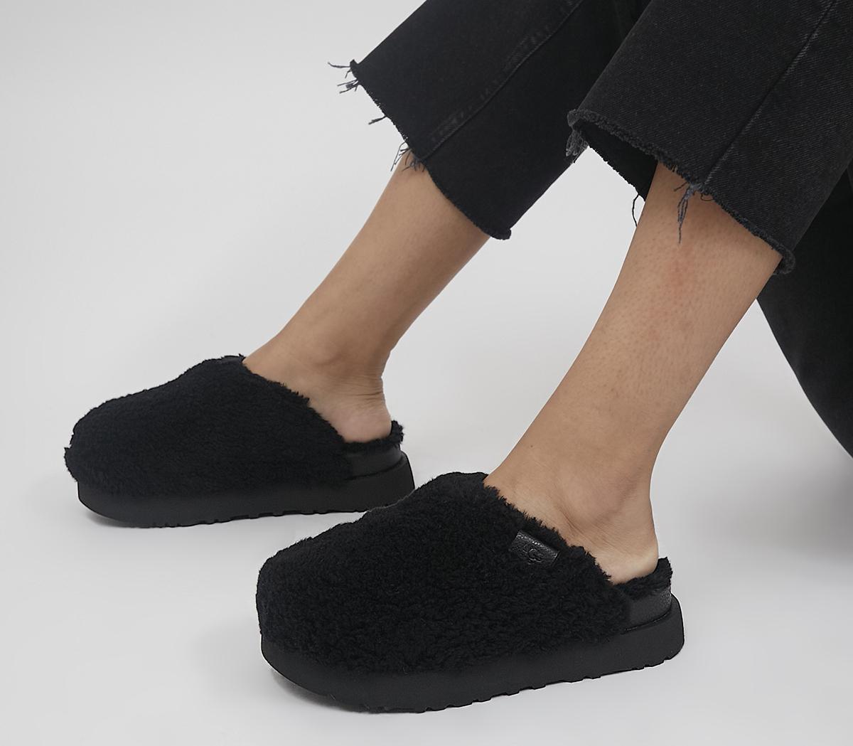 UGG Fuzz Sugar Slides Black - Women's Sustainable Materials