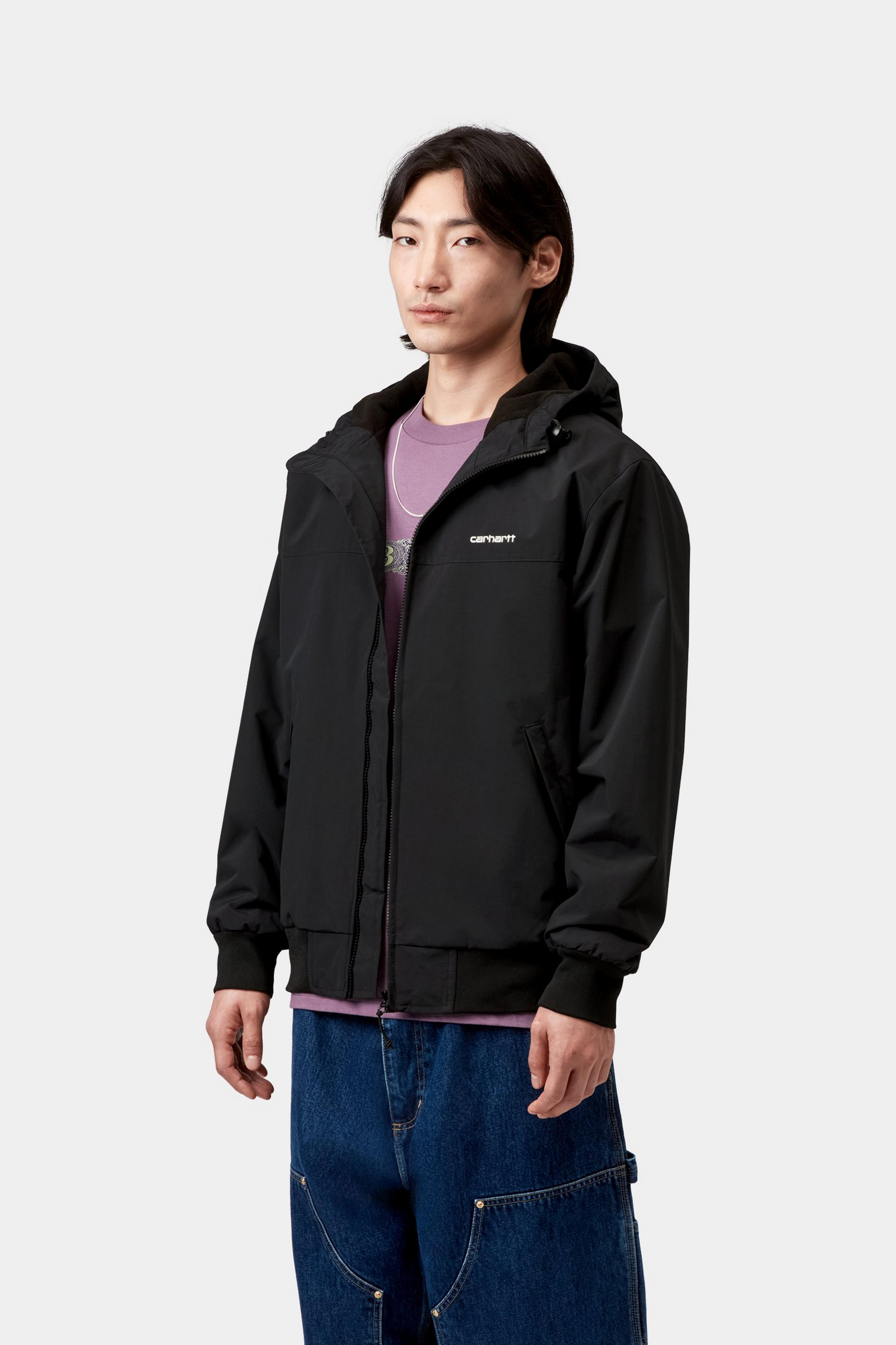 Carhartt WIP Hooded Sail Jacket, Black / White | Official Online Store