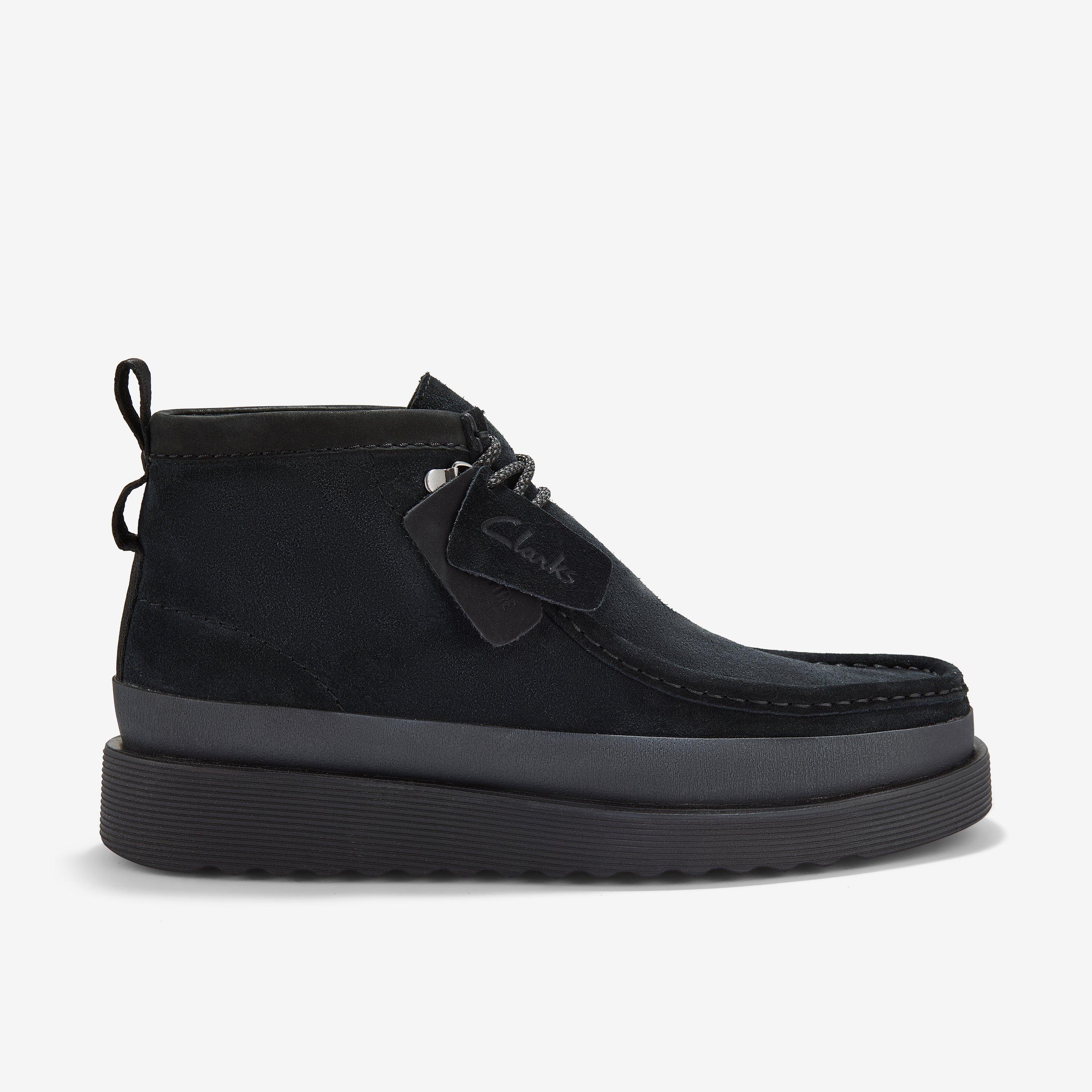 Mens Wallabee FTR2 Hi Black Suede | Clarks