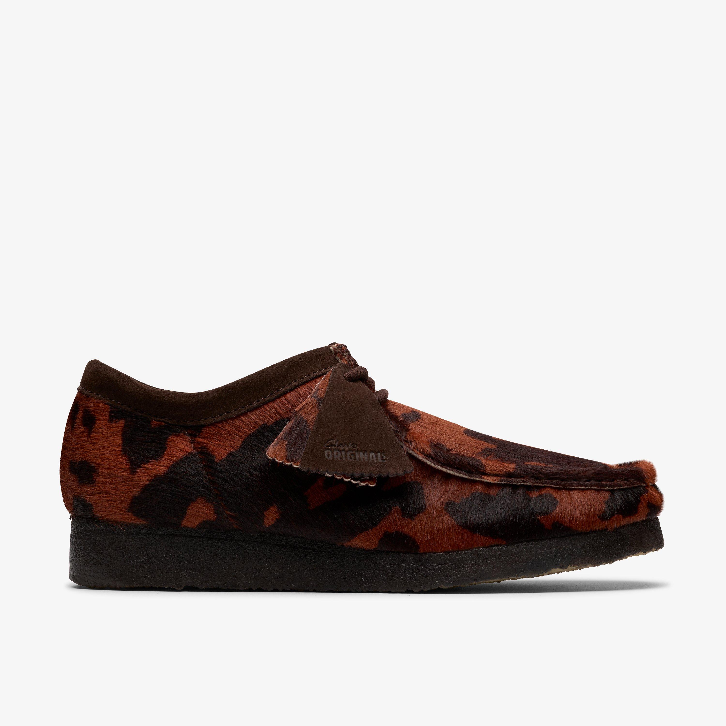 Mens Wallabee Brown Cow Print Wallabees | Clarks