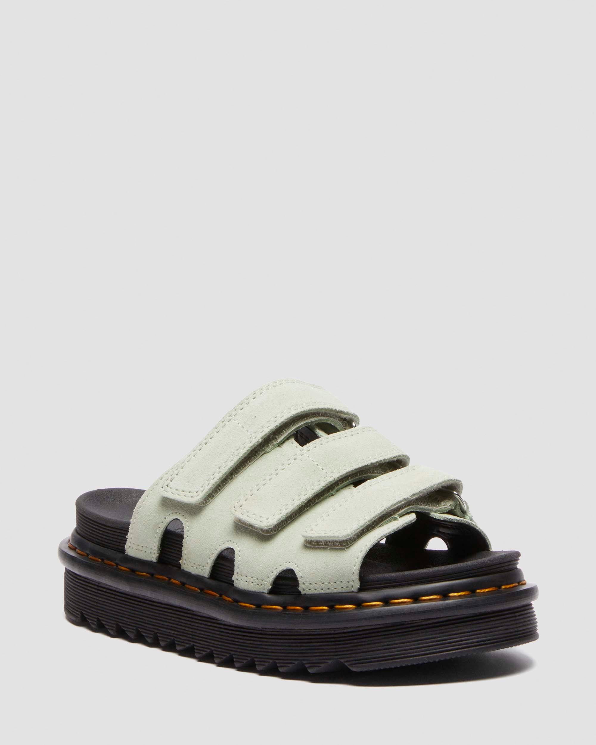 Raine Slide Suede sandals in Sage Green | Dr. Martens