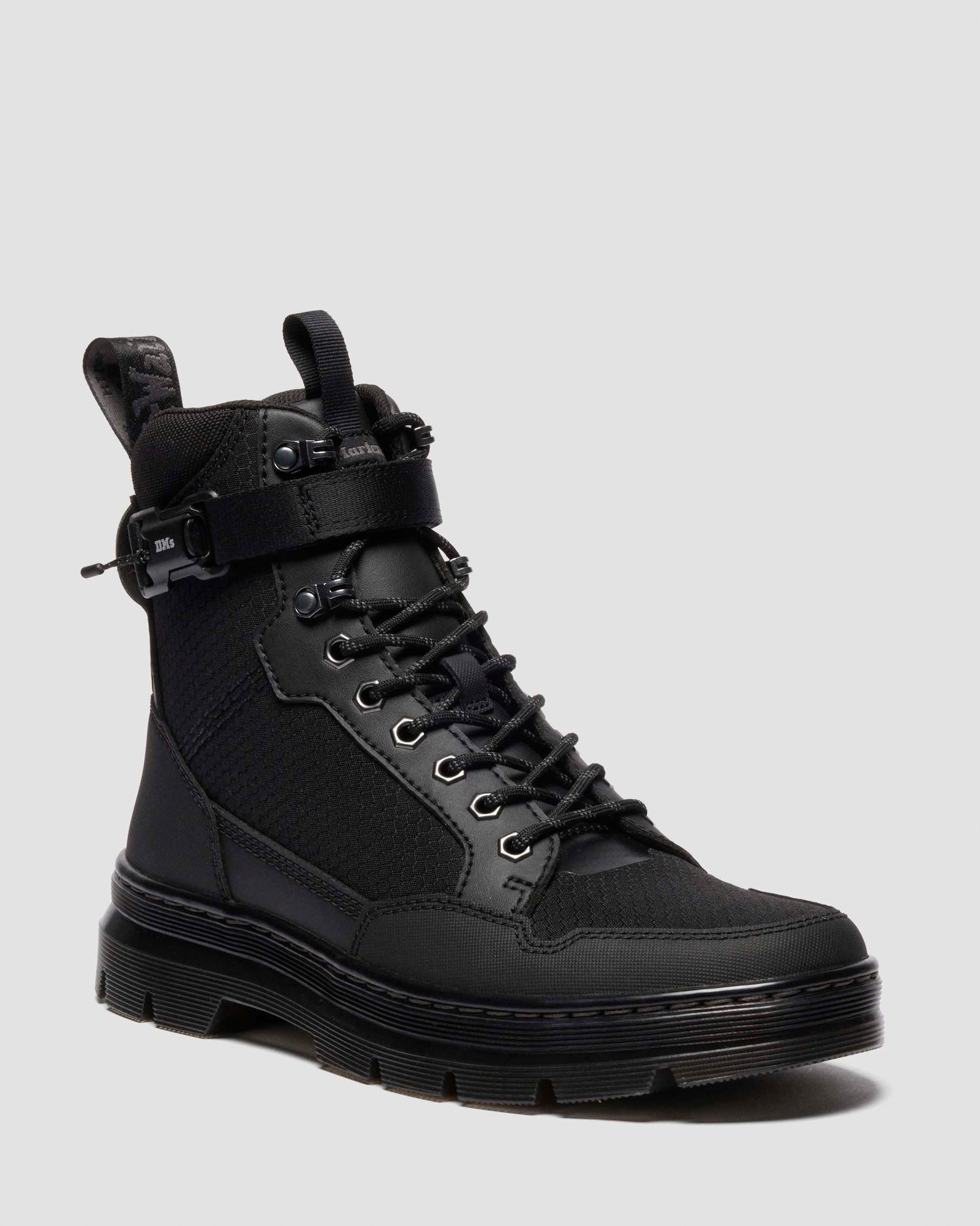 Audrick 10-Eye Poly & Leather Platform Boots in Black | Dr. Martens