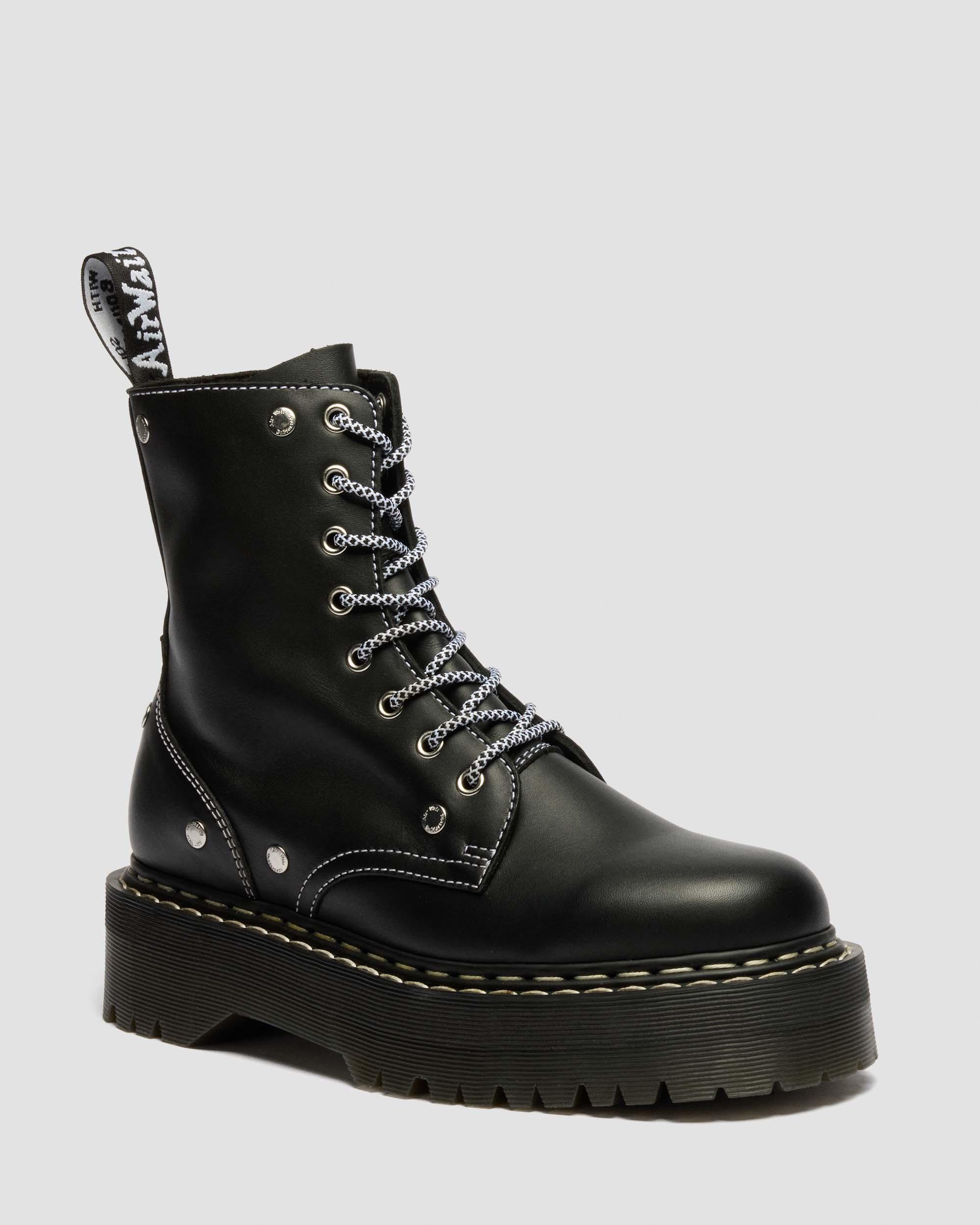 Audrick 10-Eye Poly & Leather Platform Boots in Black | Dr. Martens