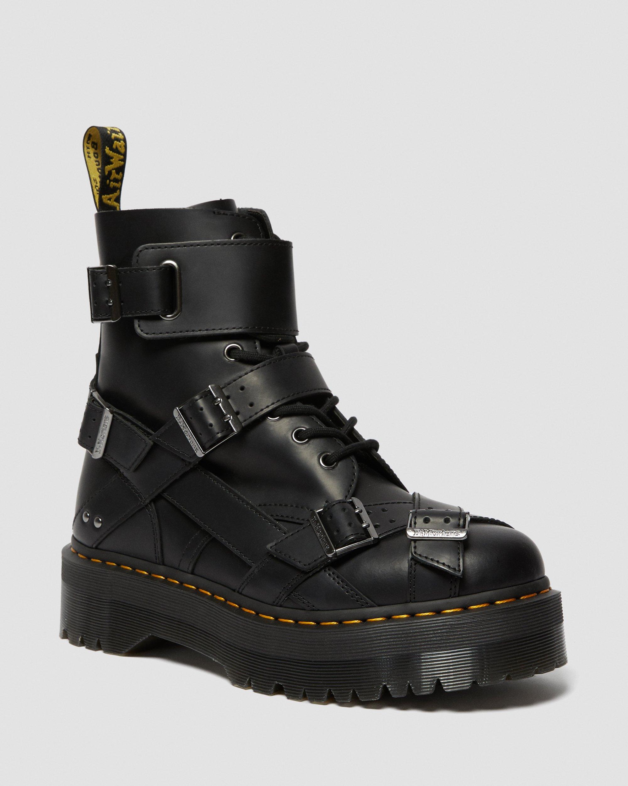 JADON STRAP PLATFORM LEATHER BOOTS in Black | Dr. Martens