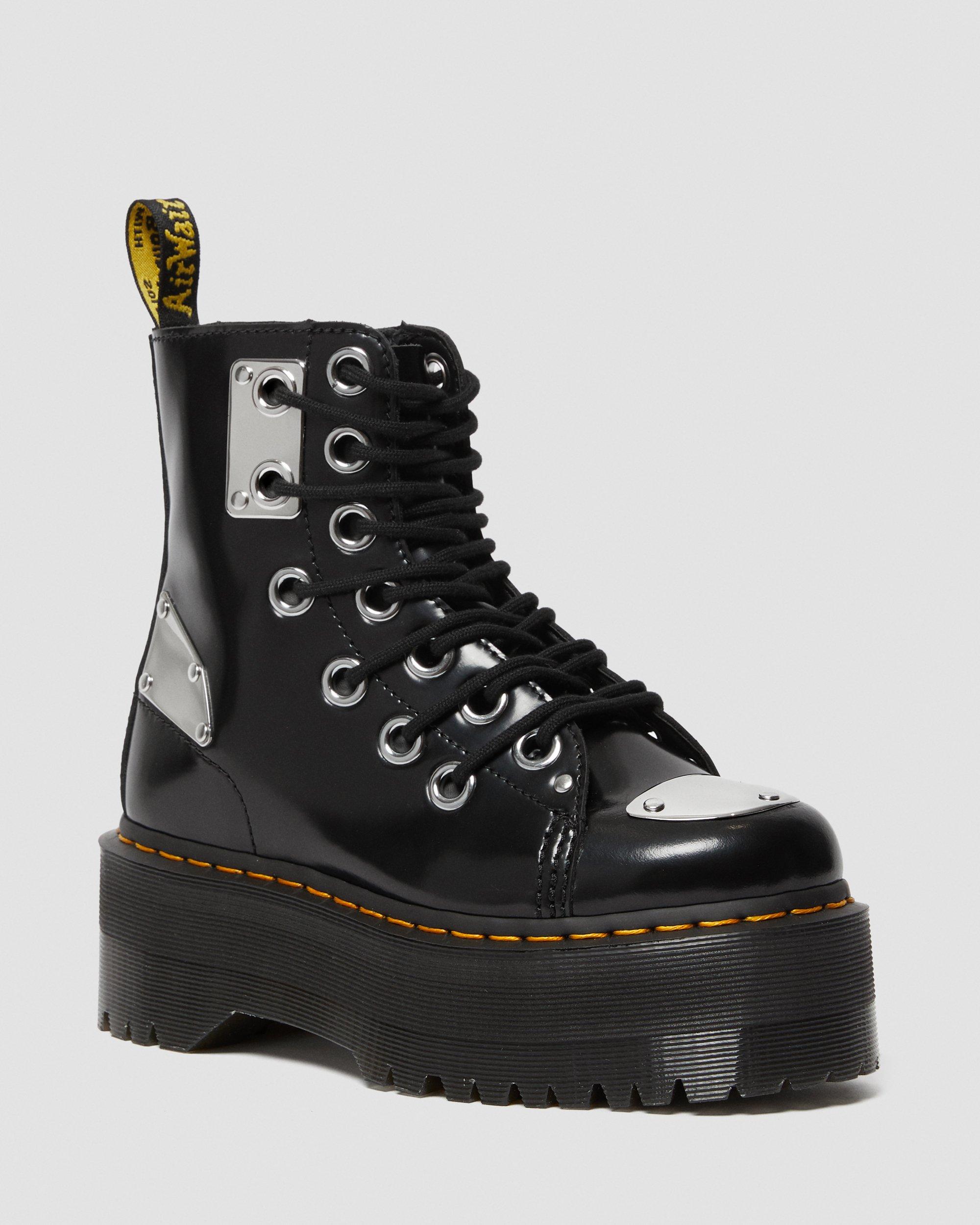 Jadon Max Metal Leather Platform Boots in Black Buttero | Dr. Martens