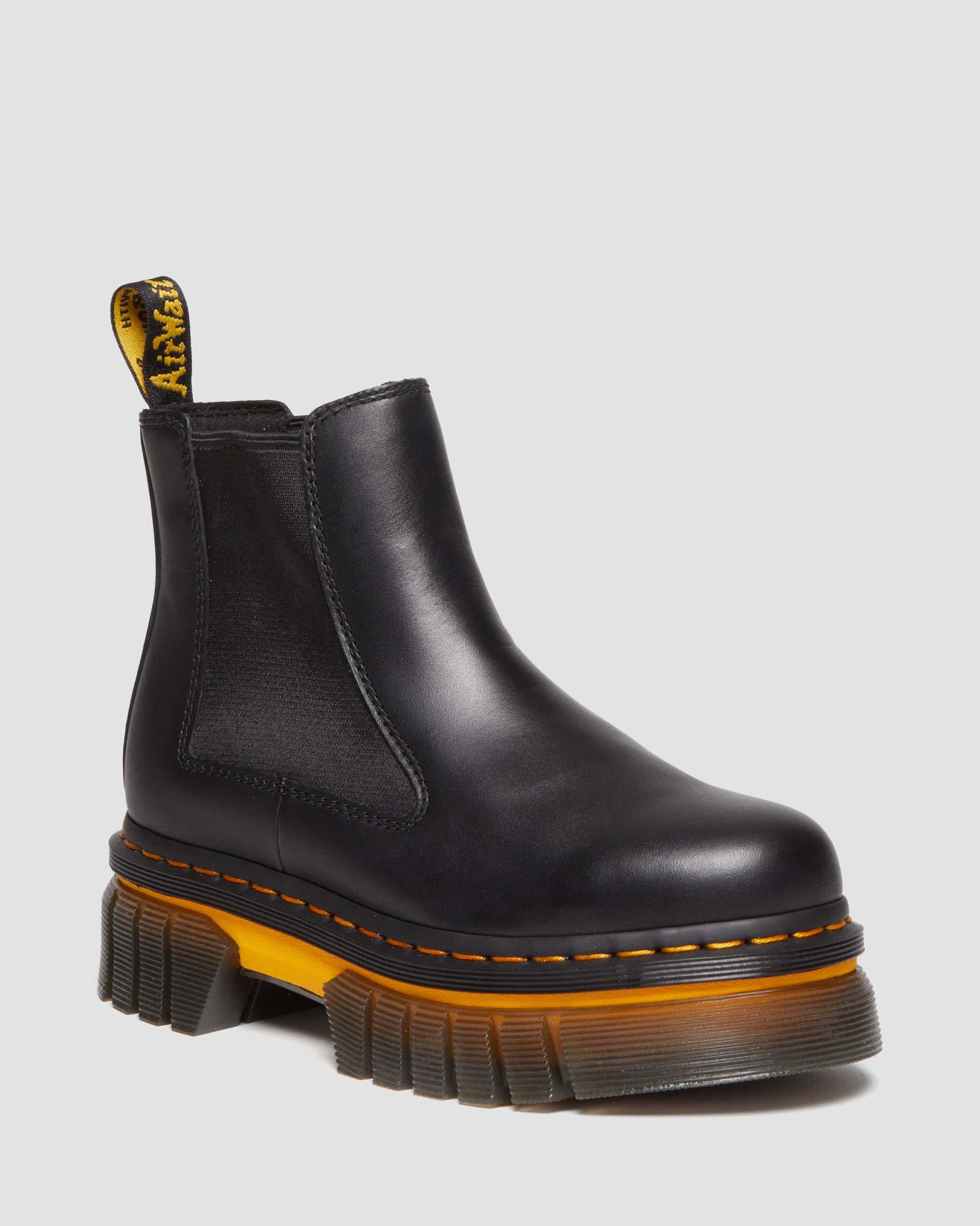 Audrick Contrast Sole Leather Platform Chelsea Boots in Black | Dr