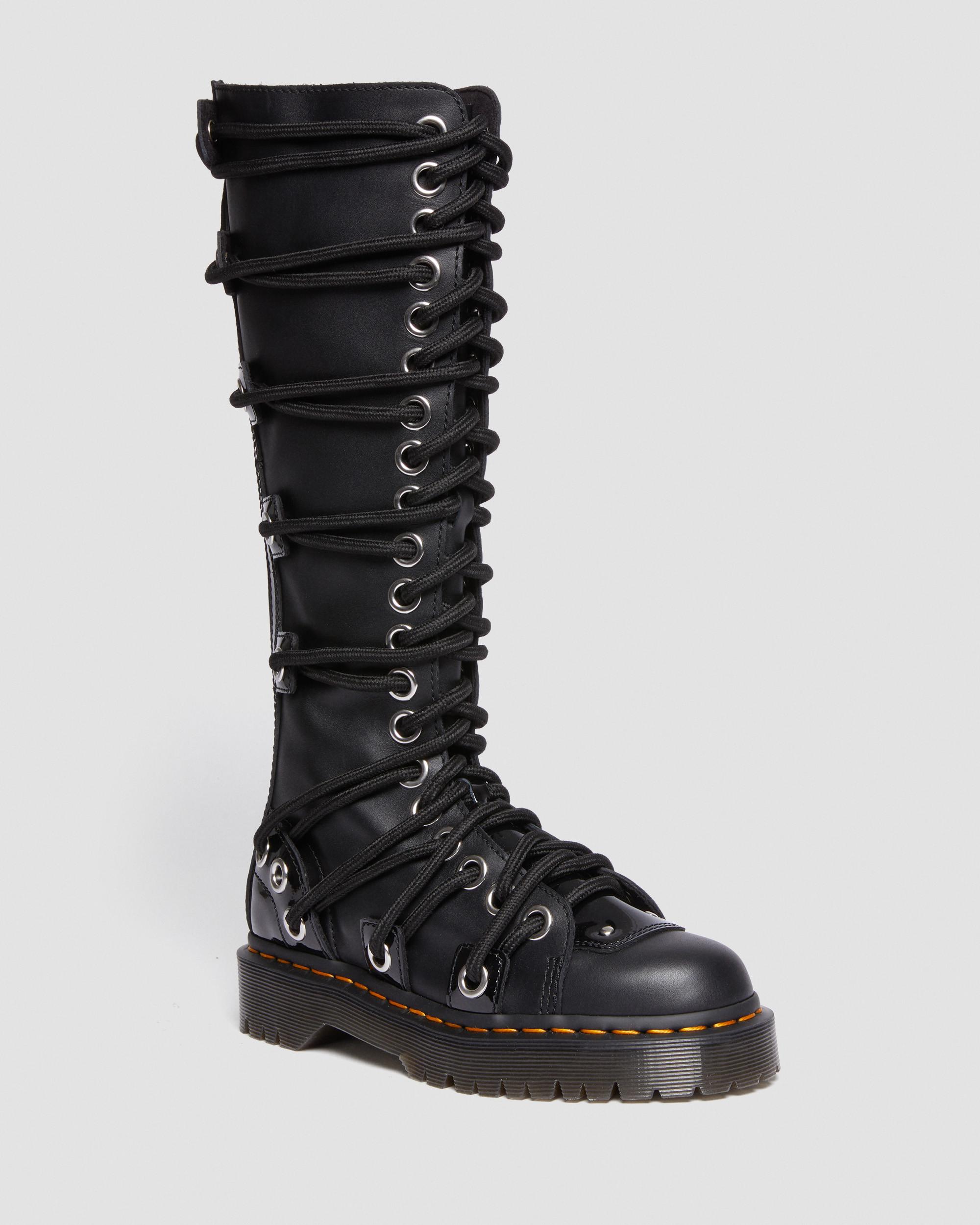 Daria 1b60 Bex Lace Up Leather Knee High Boots in Black | Dr. Martens