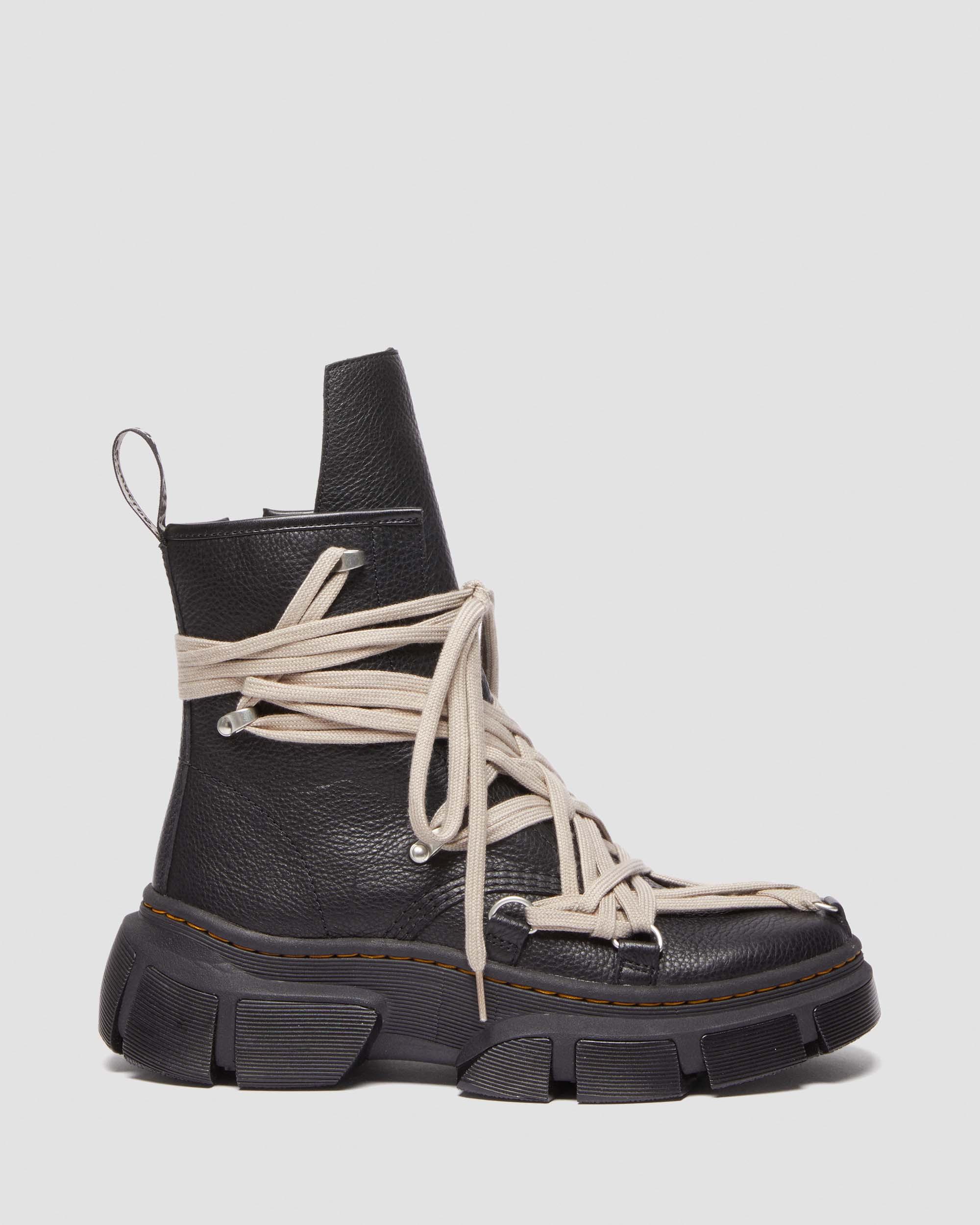 1460 Rick Owens DMXL Megalace Leather Lace Up Boots in Black | Dr