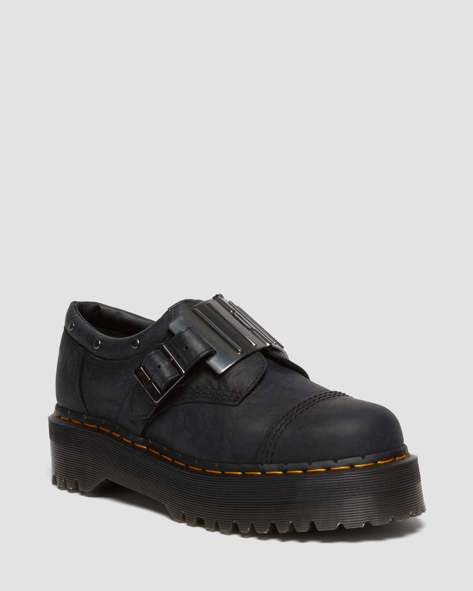 8053 Quad Hinge Buckle Leather Shoes in Black | Dr. Martens