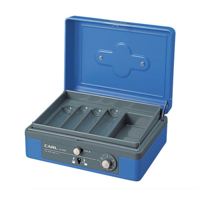 カール 手提げ金庫 キャッシュボックス(L)CB-8200-BブルーA6サイズの
