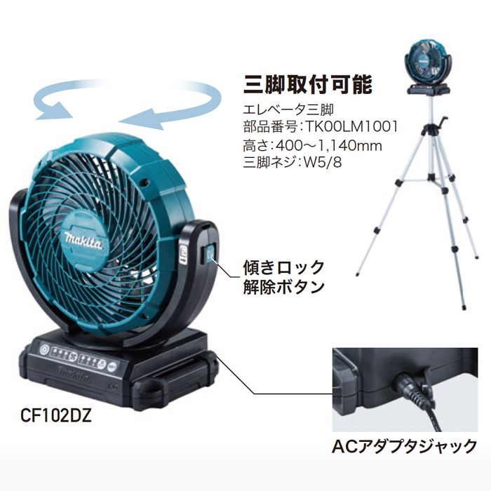 マキタ 18V・14.4V充電式ファン 本体 CF102DZの通販｜産業扇・空調機器
