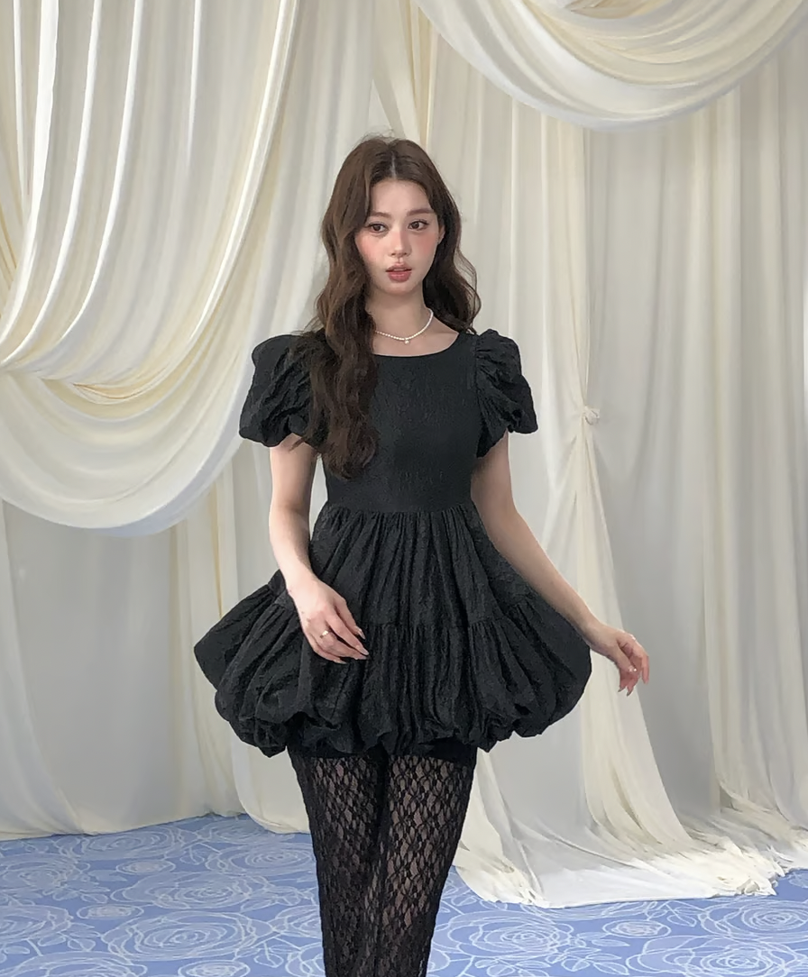 Flower petal jacquard balloon one-piece | ファッション通販サイト NUGU